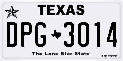 TX license plate DPG3014