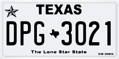 TX license plate DPG3021