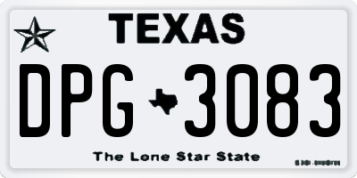 TX license plate DPG3083
