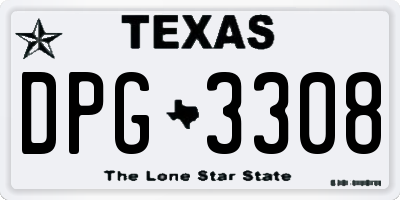 TX license plate DPG3308