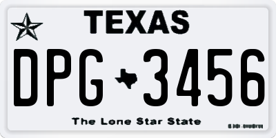 TX license plate DPG3456