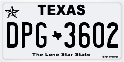 TX license plate DPG3602