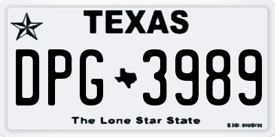 TX license plate DPG3989