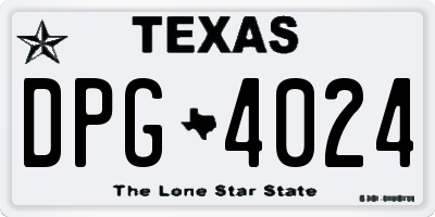 TX license plate DPG4024