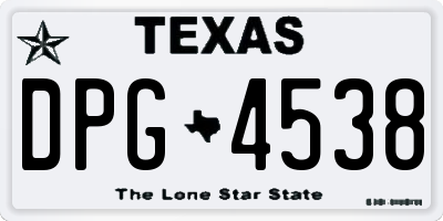 TX license plate DPG4538