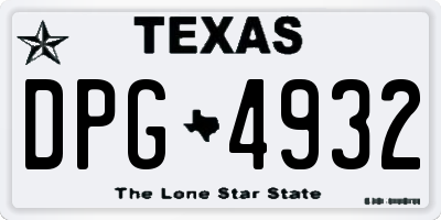 TX license plate DPG4932