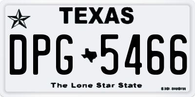 TX license plate DPG5466