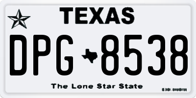 TX license plate DPG8538