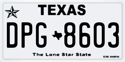 TX license plate DPG8603