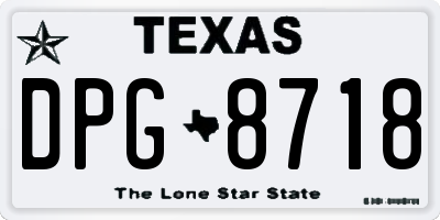 TX license plate DPG8718