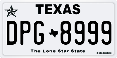 TX license plate DPG8999