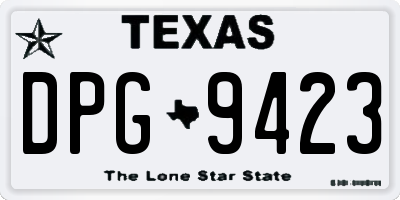 TX license plate DPG9423