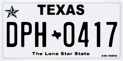 TX license plate DPH0417