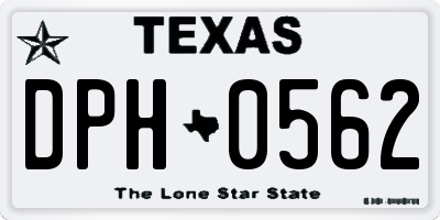 TX license plate DPH0562