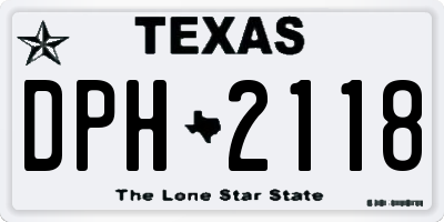 TX license plate DPH2118