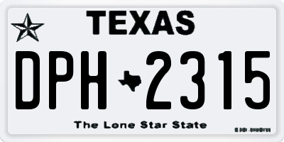 TX license plate DPH2315
