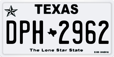 TX license plate DPH2962