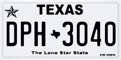 TX license plate DPH3040