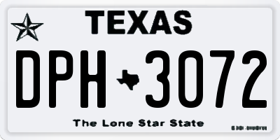 TX license plate DPH3072