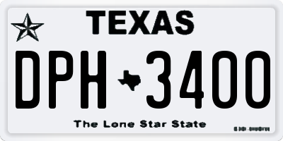 TX license plate DPH3400