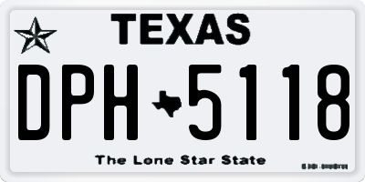 TX license plate DPH5118