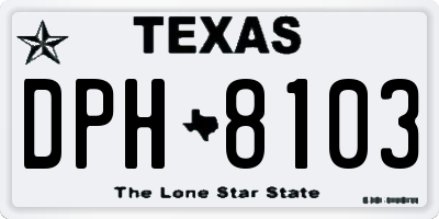 TX license plate DPH8103