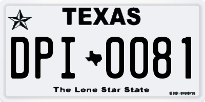 TX license plate DPI0081
