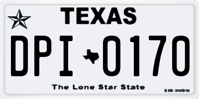 TX license plate DPI0170