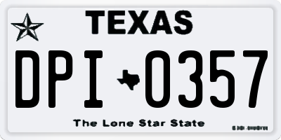 TX license plate DPI0357