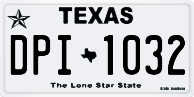 TX license plate DPI1032