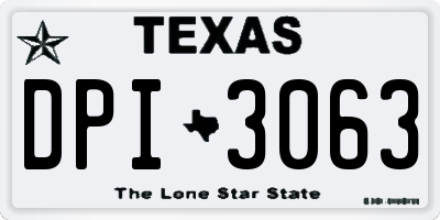 TX license plate DPI3063