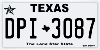 TX license plate DPI3087
