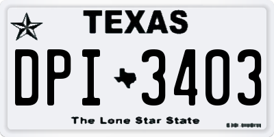 TX license plate DPI3403