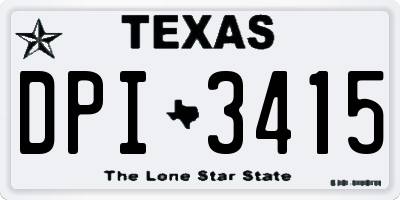 TX license plate DPI3415