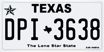 TX license plate DPI3638