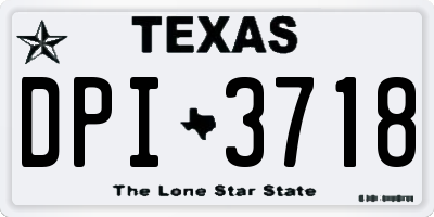 TX license plate DPI3718