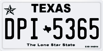 TX license plate DPI5365