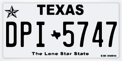 TX license plate DPI5747