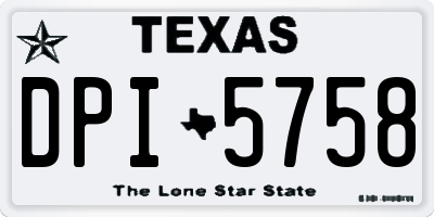 TX license plate DPI5758