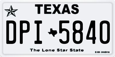 TX license plate DPI5840