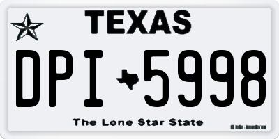 TX license plate DPI5998
