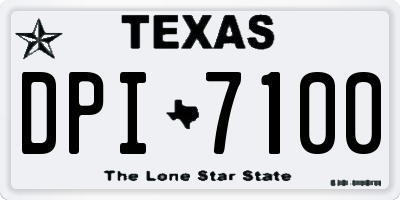 TX license plate DPI7100