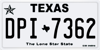 TX license plate DPI7362
