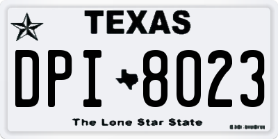 TX license plate DPI8023