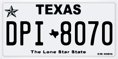 TX license plate DPI8070