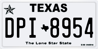 TX license plate DPI8954