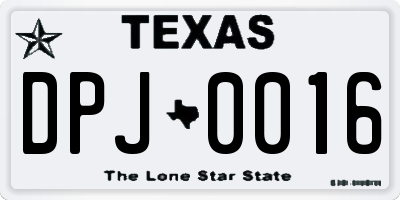 TX license plate DPJ0016