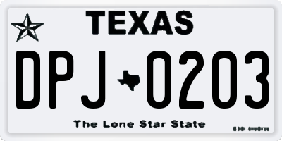 TX license plate DPJ0203