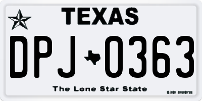 TX license plate DPJ0363