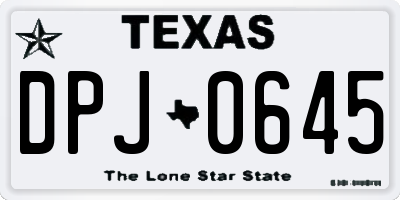 TX license plate DPJ0645